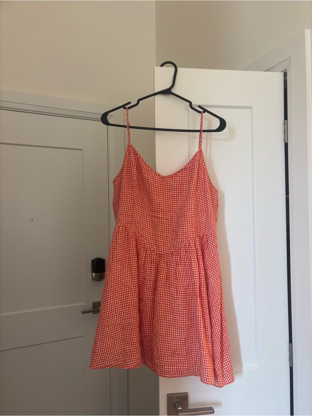 Wilfred Red Gingham Spaghetti-Strap Mini Dress
